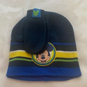 Disney Mickey Mouse Hat and Mittens - Blue, Yellow, Green